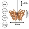 Luminária Teto tipo Pendente BORBOLETA MDF - Completa - Cor: Marrom - 3