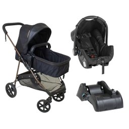Carrinho de Bebe Moises Napoli Trio Preto Cobre + Bebe Conforto Grid + Base - Galzerano - 3
