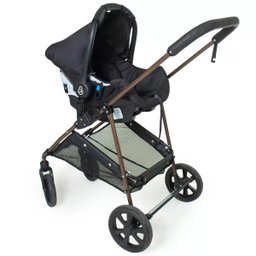 Carrinho de Bebe Moises Napoli Trio Preto Cobre + Bebe Conforto Grid + Base - Galzerano - 6