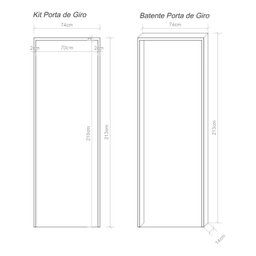 Kit Porta Completa com Ferragens 213x74x14 Direita Incoportas - 4