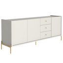 Ver imagem 3 de Buffet 3 Portas 3 Gavetas Jasper 185cm Off-White Fosco com Dourado