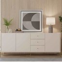 Ver imagem 1 de Buffet 3 Portas 3 Gavetas Jasper 185cm Off-White Fosco com Dourado