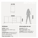Ver imagem 4 de Buffet 3 Portas 3 Gavetas Jasper 185cm Off-White Fosco com Dourado