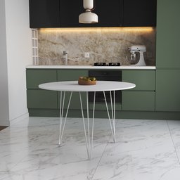 Mesa de Jantar Redonda 90cm Branca Clips 3 Pés Ferro Branco - 1