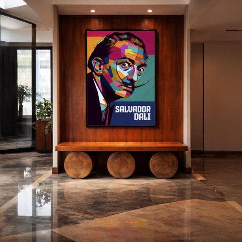 Quadr Canvas Metal Poster Salvador Dali 60x40cm Mold Preta