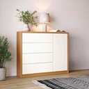 Ver imagem 2 de Cômoda 4 Gavetas e 1 Porta em MDF Freijó Off White 135x47x124 cm Dalla Costa