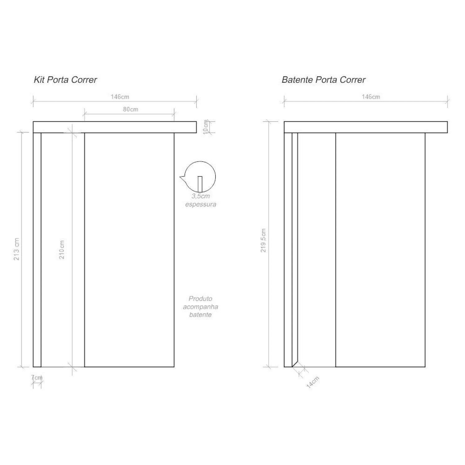 Kit Porta de Correr Completa 80x213x14 com Ferragens Incoportas - 4