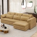 Ver imagem 2 de Sofá Retrátil para Sala de Estar 4 Lugares 297cm Riza S03 Couro Soft Bege - Lyam Decor