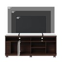 Ver imagem 3 de Rack Bancada 2 Portas com Rodízio Jurerê 1.5 - Nogueira Real/Off White Matte