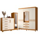 Ver imagem 1 de Guarda Roupa Casal New Fusion 10 Portas e Cômoda New Master Cinamomo Off White - Móveis Albatroz