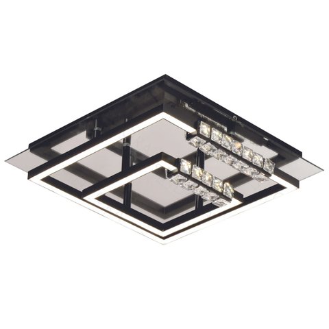 Plafon Moderno Preto com Cristais 36,5cm Led 42w 3000k Bivolt Paris Luz
