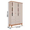 Berço Americano Mini Cama com Gaveta e Guarda Roupa Infantil Antonella 3 Portas Off White Caramelo C - 7