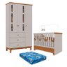 Berço Americano Mini Cama com Gaveta e Guarda Roupa Infantil Antonella 3 Portas Off White Caramelo C - 1
