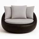 Ver imagem 5 de Poltrona Giratória 127cm Golden Courino Preto / Linho Cinza - Sallar Home