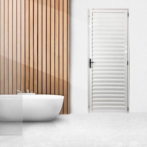 Porta Palheta de Alumínio 210 X 90cm Linha 25 Esquadrias Bergamo Abertura Esquerda