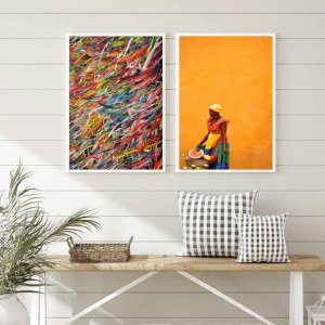 Kit 2 Quadros Decorativos Bahia- Fotografia Baiana 33x24cm:madeira Branca