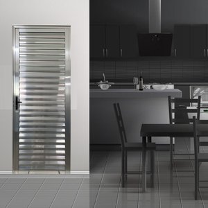 Porta Palheta de Alumínio 210 X 90cm Linha 25 Lado Direito Esquadrias Bergamo