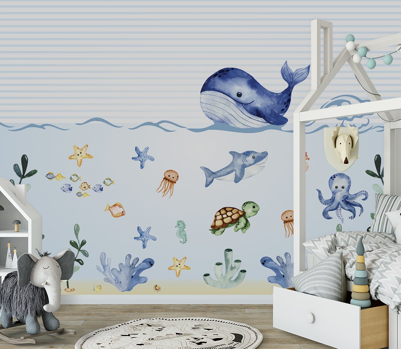 Papel de parede infantil para quarto de bebê fundo do mar M² VR47B - 3