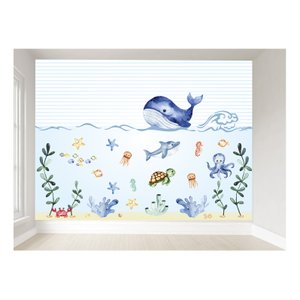 Papel de parede infantil para quarto de bebê fundo do mar M² VR47B