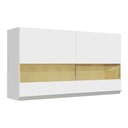 Ver imagem 1 de Armário de Cozinha Aéreo 120 cm 2 Portas com Vidro Branco Glamy Madesa