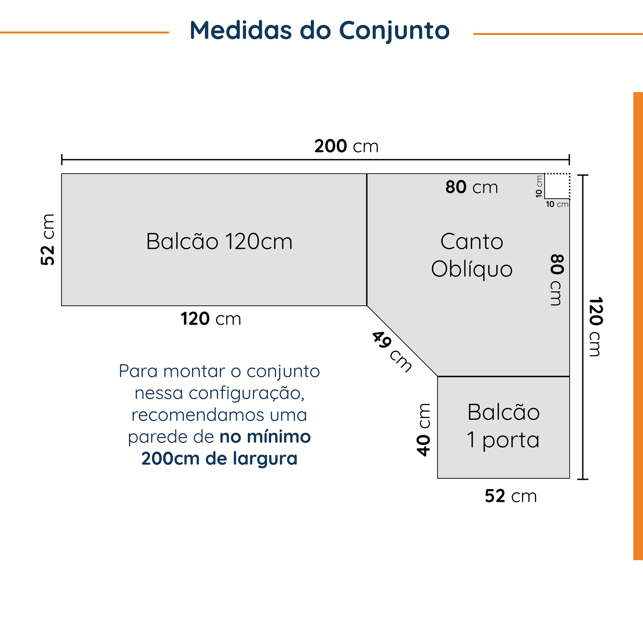 Cozinha Modulada 6 Peças com Tampo 3 Aéreos 6 Portas e 3 Balcões Arizona Cabecasa Madeiramadeira - 3