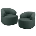 Ver imagem 2 de Kit 02 Poltronas Giratória Orgânica para Sala de Estar Living Helena L02 Linho Verde - Lyam Decor
