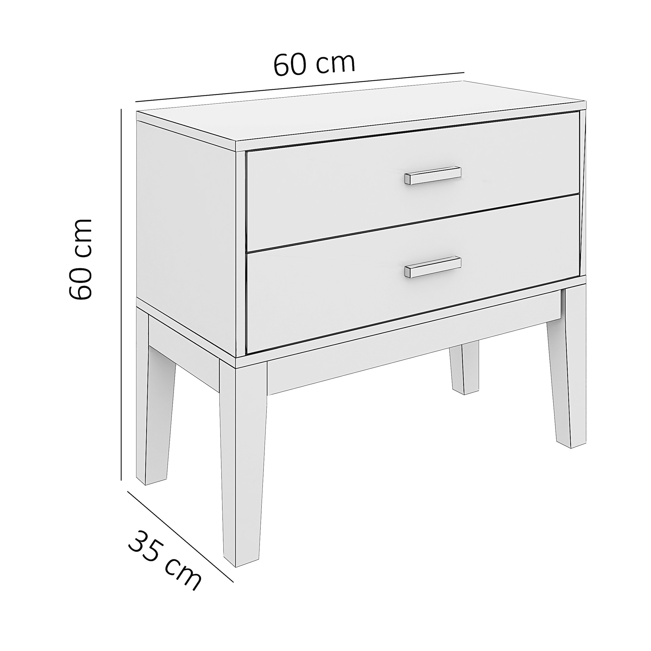 Mesa de Cabeceira Pe de Madeira Maciça 2 Gavetas Off White 60cm - 3