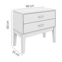 Ver imagem 3 de Mesa de Cabeceira Pe de Madeira Maciça 2 Gavetas Off White 60cm