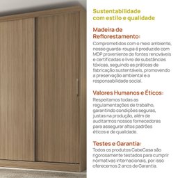 Guarda-Roupa 3 Portas Araçá CabeCasa MadeiraMadeira - 10