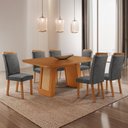 Ver imagem 2 de Mesa de Jantar Carolina 180 cm Tampo MDF Laminado Canto Copo com 6 Cadeiras Aline
