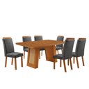 Ver imagem 1 de Mesa de Jantar Carolina 180 cm Tampo MDF Laminado Canto Copo com 6 Cadeiras Aline