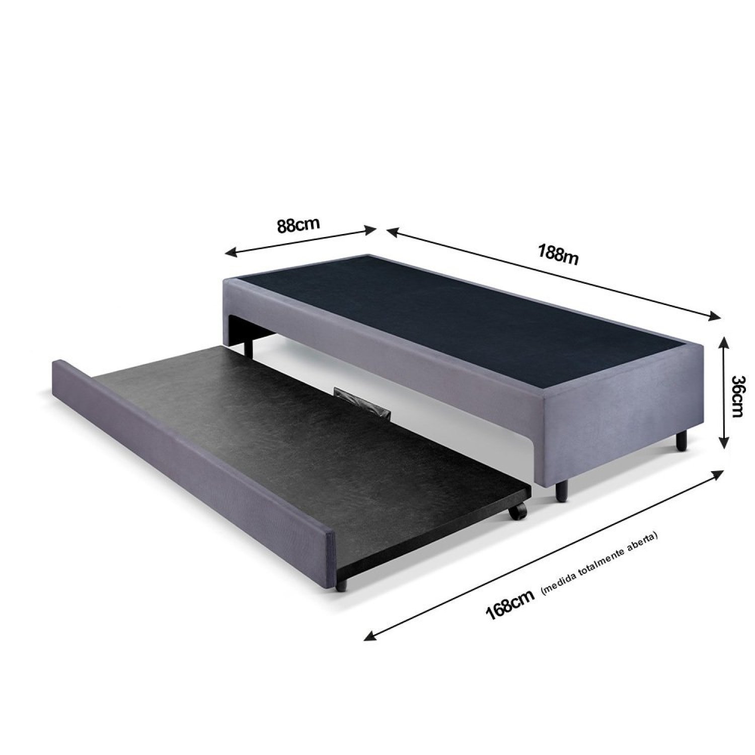 Base Box Solteiro com Auxiliar 88x188x36 Cm - 3