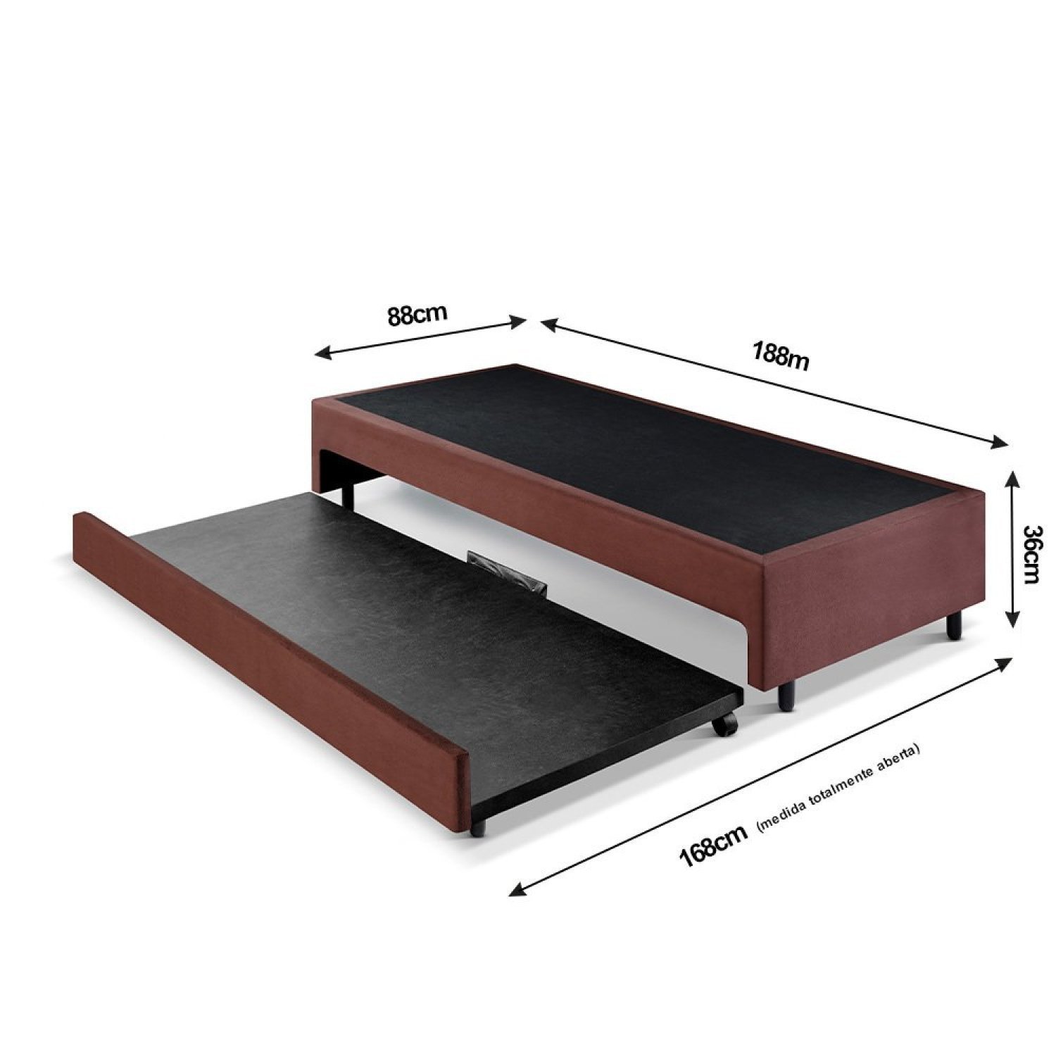 Base Box Solteiro com Auxiliar 88x188x36 Cm - 2