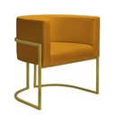 Ver imagem 2 de Kit 4 Poltronas Reforçadas Decorativa Sala Nayara Base Ferro Dourado Suede Mostarda