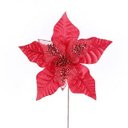 Ver imagem 1 de Poinsettia Vermelha de Veludo com Petalas Teladas e Glitter 41cm | Natal Encantado Formosinha
