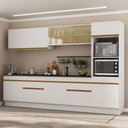 Ver imagem 2 de Armário de Cozinha Completa 5 Peças com Rodapé Mp2175 Made Multimóveis Branco/dourado