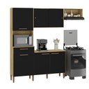 Ver imagem 1 de Armario Cozinha com Balcão Pop com 6 Portas e 1 Gaveta Wood Madeirado/preto Fosco