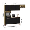 Ver imagem 4 de Armario Cozinha com Balcão Pop com 6 Portas e 1 Gaveta Wood Madeirado/preto Fosco