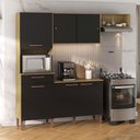 Ver imagem 2 de Armario Cozinha com Balcão Pop com 6 Portas e 1 Gaveta Wood Madeirado/preto Fosco