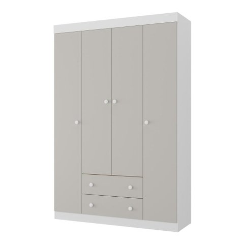 Guarda-Roupa Solteiro 122cm 4 Portas e 2 Gavetas Lira Multimóveis Mp4804 Branco/Off White