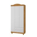 Ver imagem 3 de Guarda-Roupa Infantil 3 Portas 2 Gavetas Lara Marrom/Nature/Branco