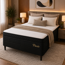 Ver imagem 1 de Cama Box Casal (Base + Colchao) Molas Ensacadas Paris Preto Topazio