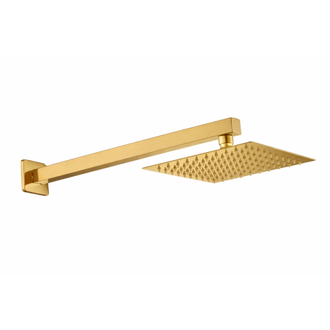Ducha Chuveiro Quadrada 20x20 Slim Ultra Fina Gás Solar Pisicna Banheiro Dourado Fosco Metal Premium