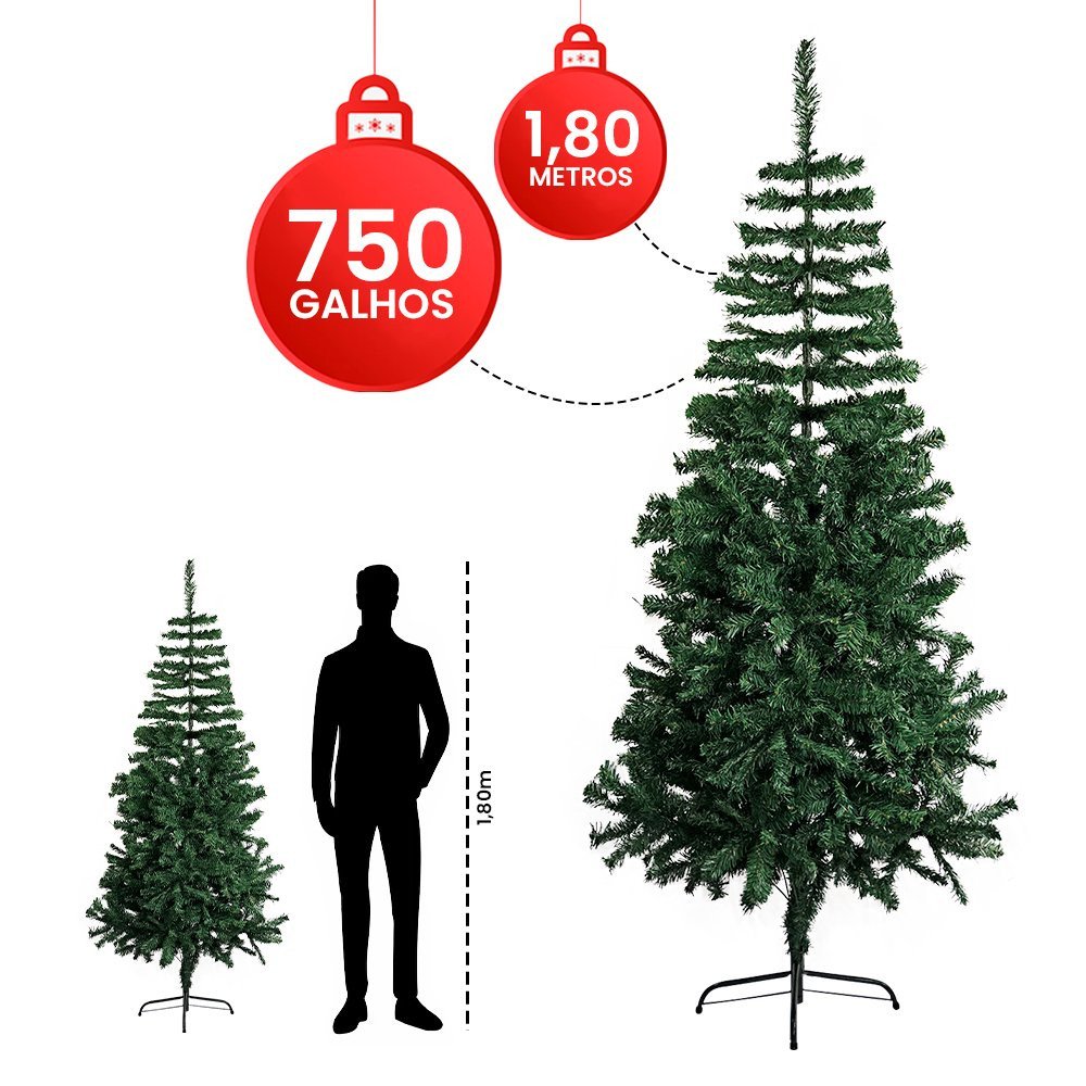 Árvore de Natal Pinheiro Luxo 1,80 Altura 750 Galhos - 6