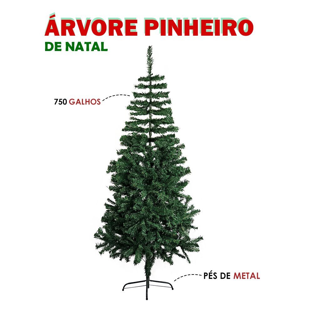 Árvore de Natal Pinheiro Luxo 1,80 Altura 750 Galhos - 5
