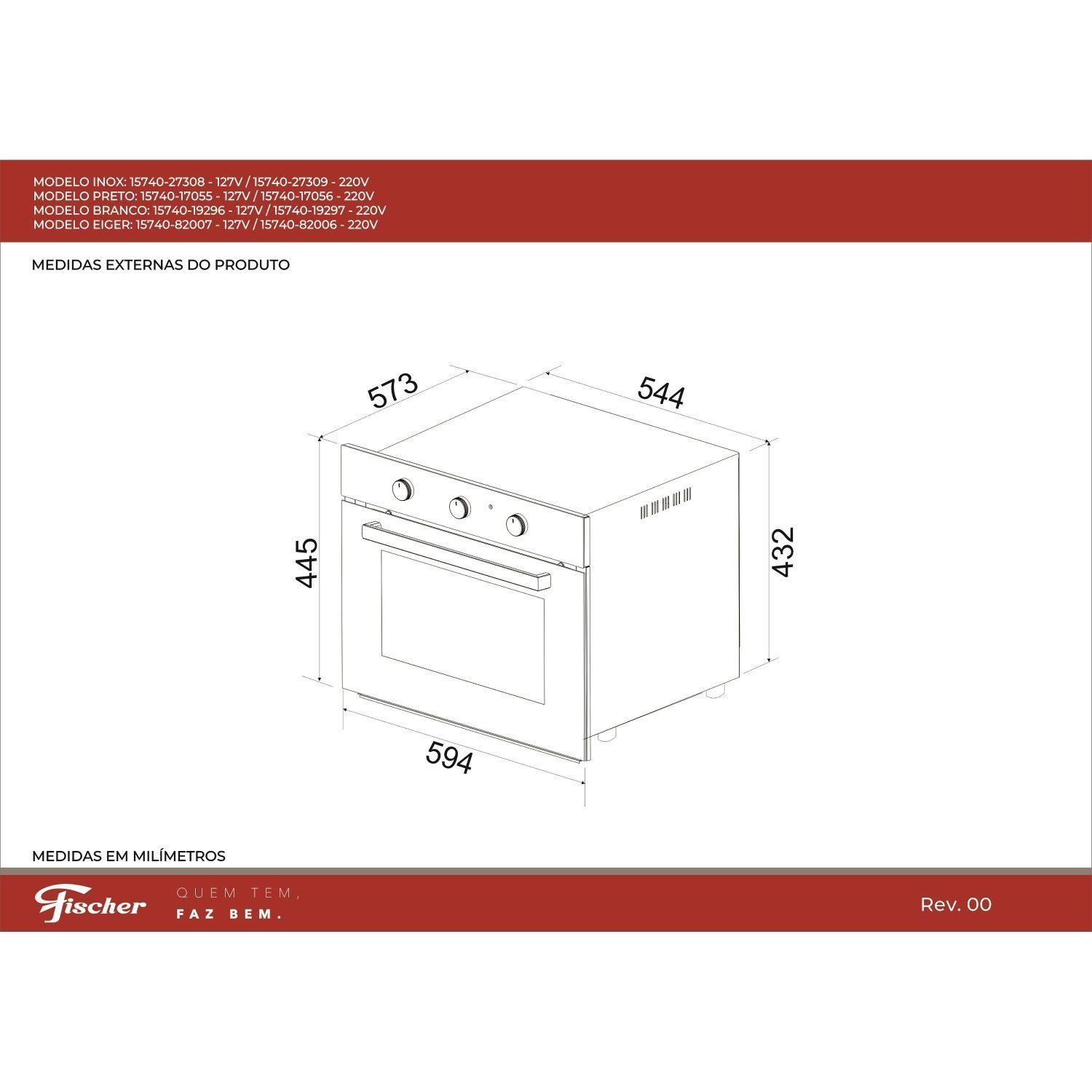 Forno Elétrico Fischer Infinity de Embutir 50 Litros Eiger 220v ...