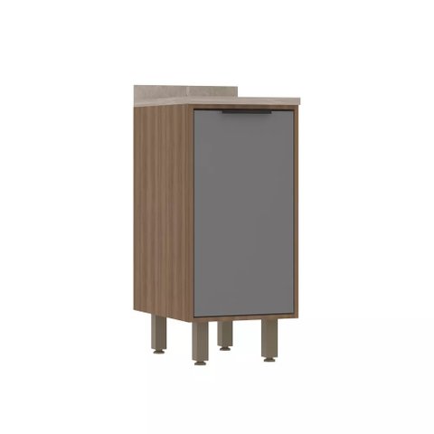 Balcão Cozinha 1 Porta 40 C/ Tampo - Módulo Cozinha Aspen - Luciane 0401:vanilla / Cinza Puro