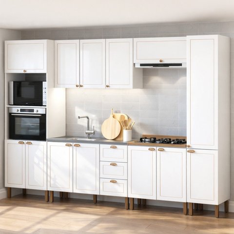 Cozinha Completa Modulada 6 Peças Provençal/Americano Branco/Ébano