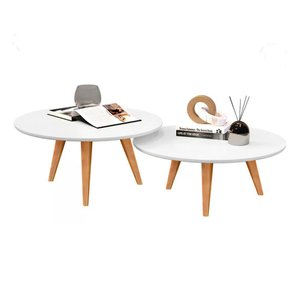 Kit 2 Mesa Mesinhas de Centro Branco