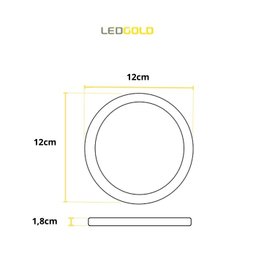 Painel Led Slim Embutir Redondo 06w Av 12ø Bivolt Aluminio - 3